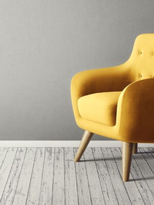 odern Accent Armchair - Yellow Upholstery, Contemporary Design