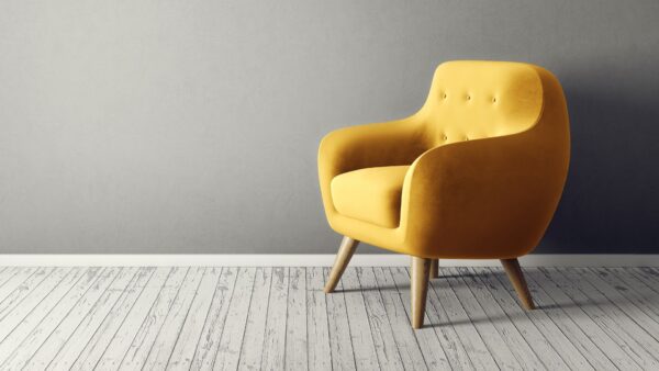 odern Accent Armchair - Yellow Upholstery, Contemporary Design